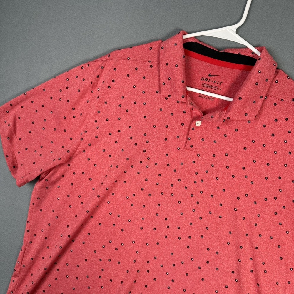Nike Golf Polo Mens XL Red Dri-FIT Standard Fit Short Sleeve Floral CI9784-657